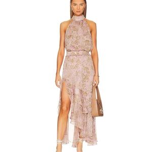 Misa Los Angeles Seva Rose Paisley Asymmetrical Skirt and Halter Top